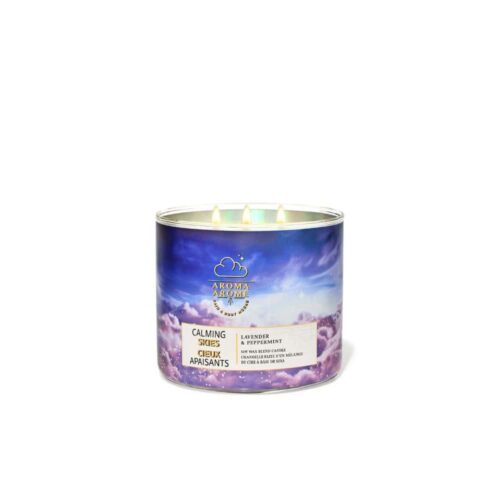 VELAS BATH AND BODY WORKS 3 MECHAS CALMING SKIES  – LAVANDA Y MENTA