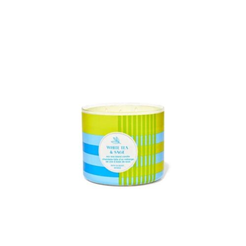 VELAS BATH AND BODY WORKS 3 MECHAS - TE BLANCO Y SALVIA